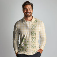 Melemele Ahiahia Hawai'i Palaka Squares Maile Leaf Long Sleeve Polo Shirt Flowers Hawaiian Quilt Patterns
