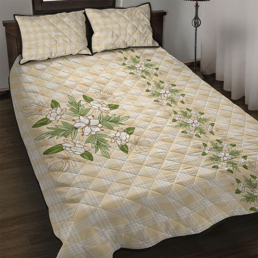 Melemele Ahiahia Hawai'i Palaka Squares Maile Leaf Quilt Bed Set Flowers Hawaiian Quilt Patterns
