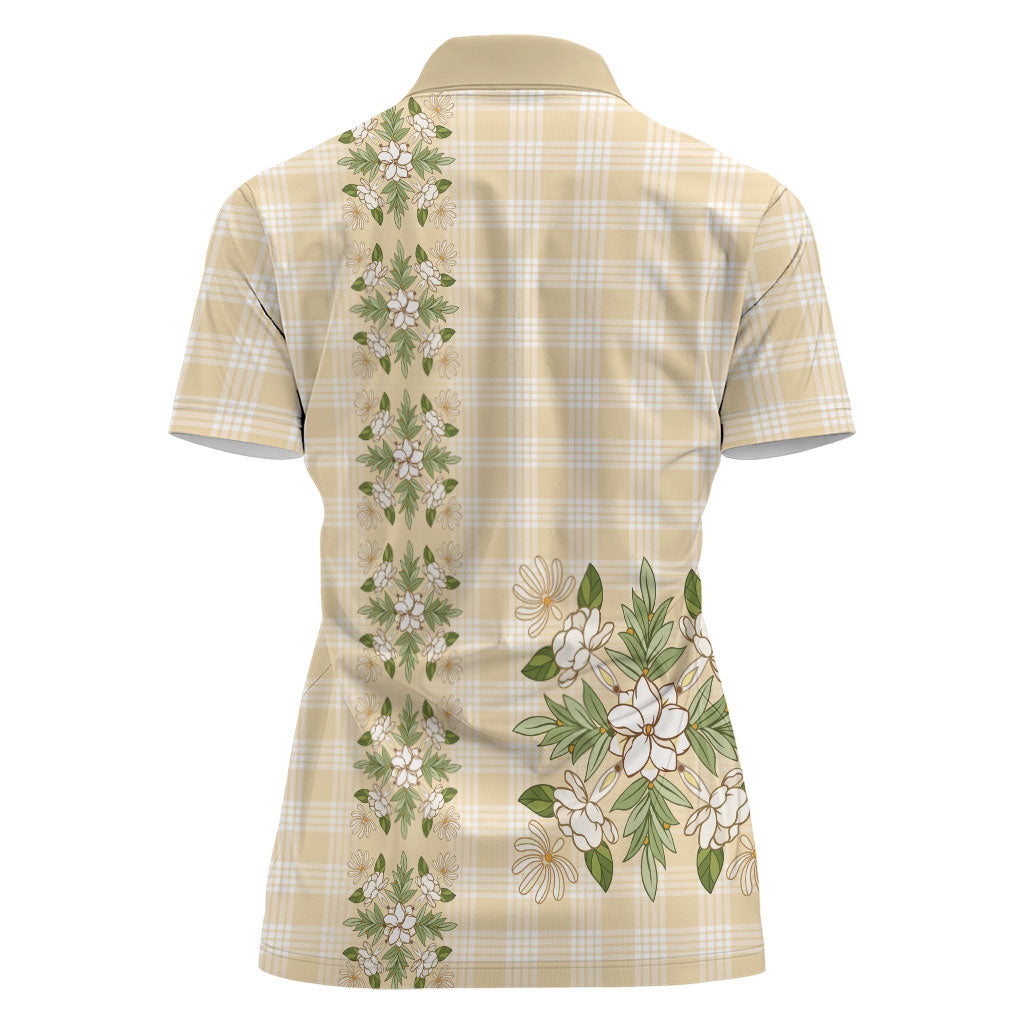 Melemele Ahiahia Hawai'i Palaka Squares Maile Leaf Women Polo Shirt Flowers Hawaiian Quilt Patterns