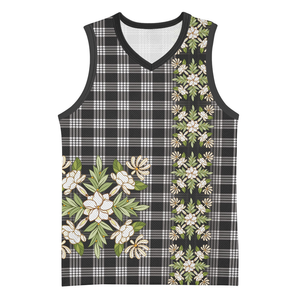 Pauli Hawai'i Palaka Squares Maile Leaf Basketball Jersey Flowers Hawaiian Quilt Patterns LT9 Unisex Soft Black - Polynesian Pride