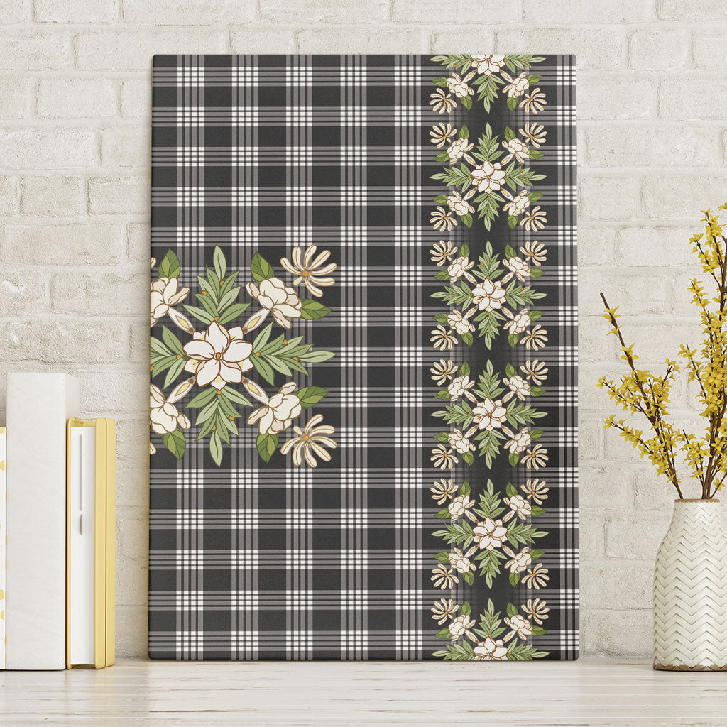 Pauli Hawai'i Palaka Squares Maile Leaf Canvas Wall Art Flowers Hawaiian Quilt Patterns LT9 Without Frame Soft Black - Polynesian Pride