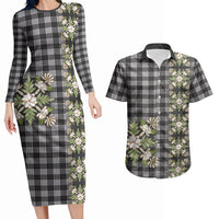 Pauli Hawai'i Palaka Squares Maile Leaf Couples Matching Long Sleeve Bodycon Dress and Hawaiian Shirt Flowers Hawaiian Quilt Patterns