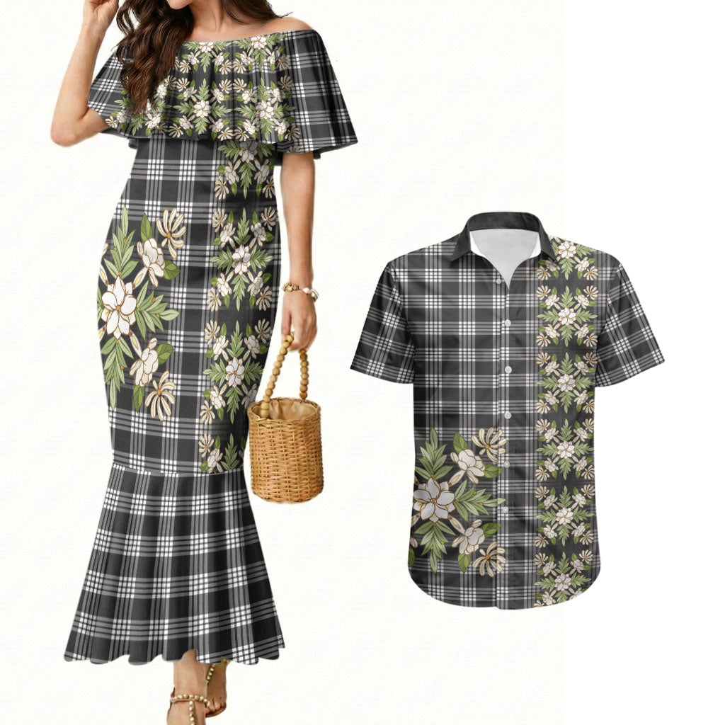 Pauli Hawai'i Palaka Squares Maile Leaf Couples Matching Mermaid Dress and Hawaiian Shirt Flowers Hawaiian Quilt Patterns