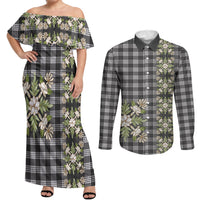 Pauli Hawai'i Palaka Squares Maile Leaf Couples Matching Off Shoulder Maxi Dress and Long Sleeve Button Shirt Flowers Hawaiian Quilt Patterns