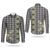 Pauli Hawai'i Palaka Squares Maile Leaf Couples Matching Off The Shoulder Long Sleeve Dress and Long Sleeve Button Shirt Flowers Hawaiian Quilt Patterns
