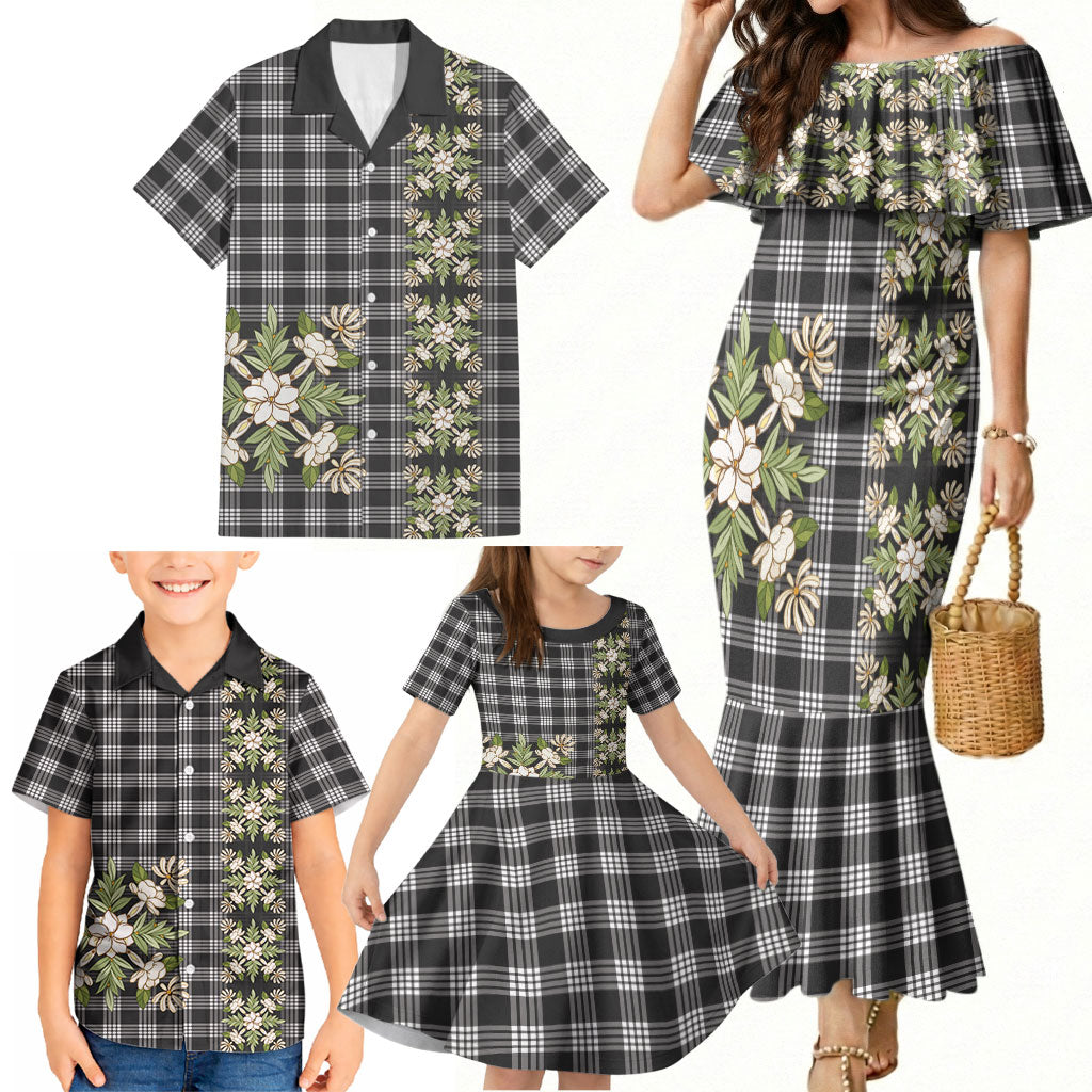 Pauli Hawai'i Palaka Squares Maile Leaf Family Matching Mermaid Dress and Hawaiian Shirt Flowers Hawaiian Quilt Patterns