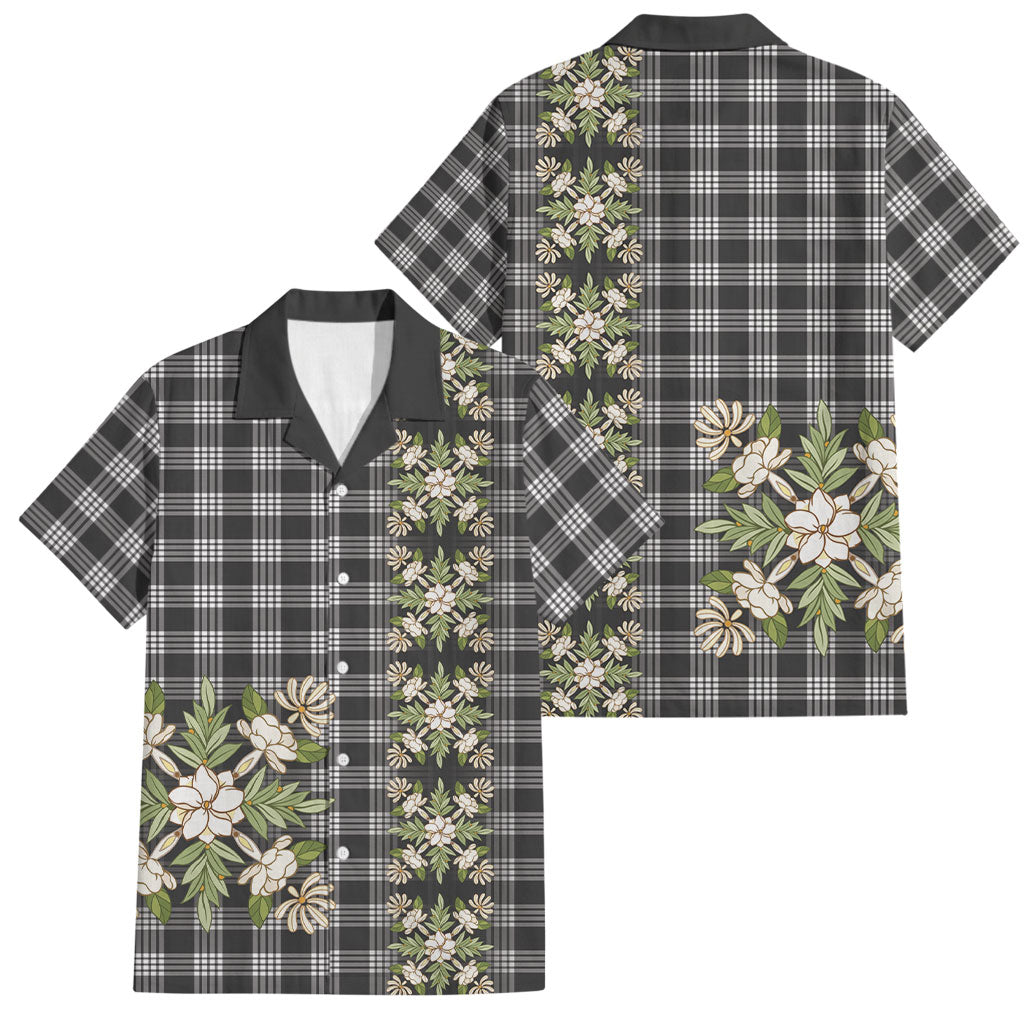 Pauli Hawai'i Palaka Squares Maile Leaf Family Matching Off The Shoulder Long Sleeve Dress and Hawaiian Shirt Flowers Hawaiian Quilt Patterns
