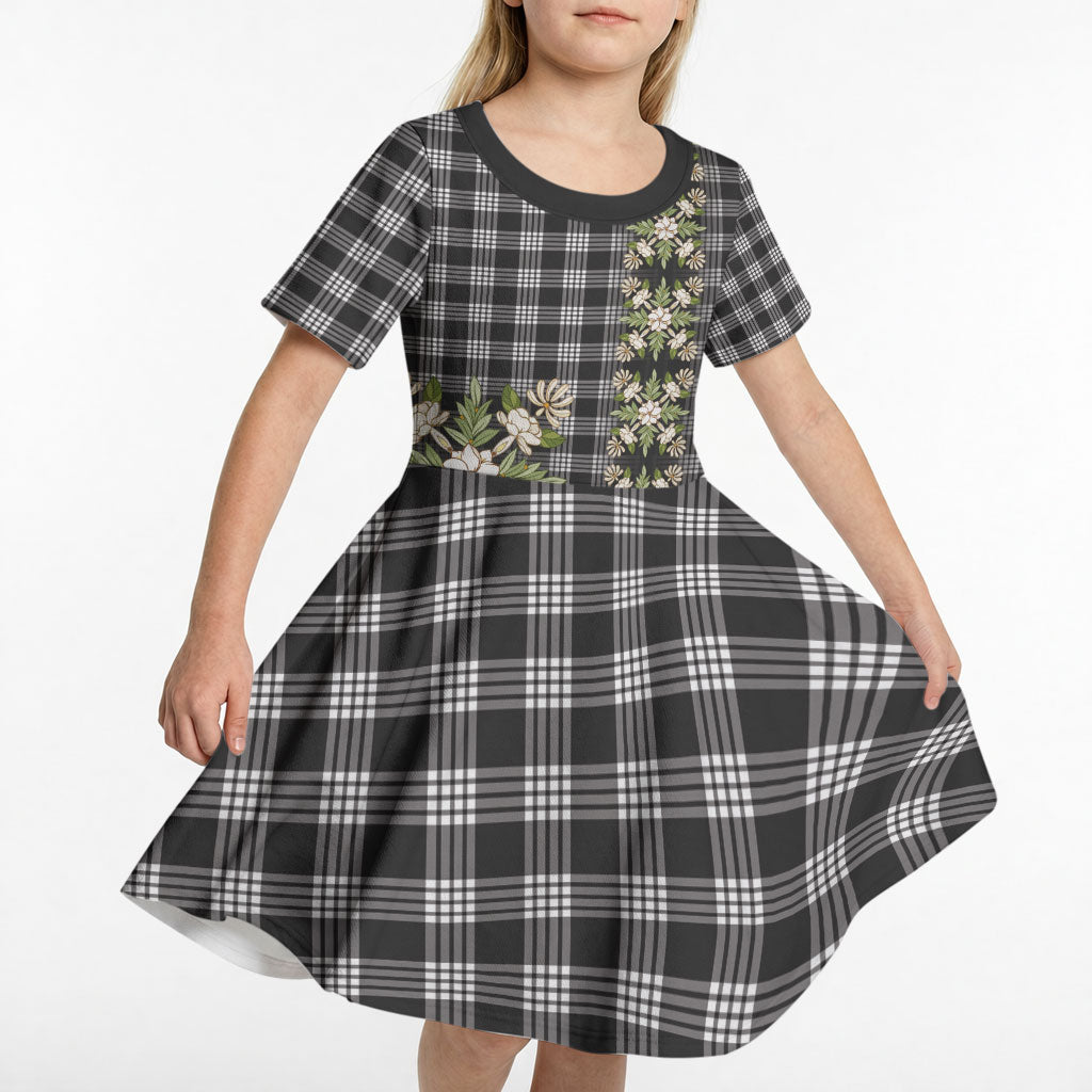 Pauli Hawai'i Palaka Squares Maile Leaf Kid Short Sleeve Dress Flowers Hawaiian Quilt Patterns