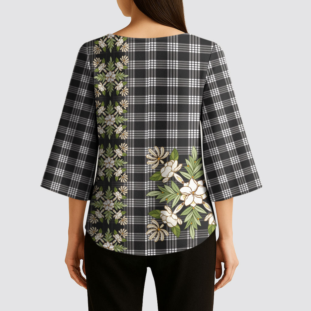 Pauli Hawai'i Palaka Squares Maile Leaf Kimono Sleeve Blouse Flowers Hawaiian Quilt Patterns