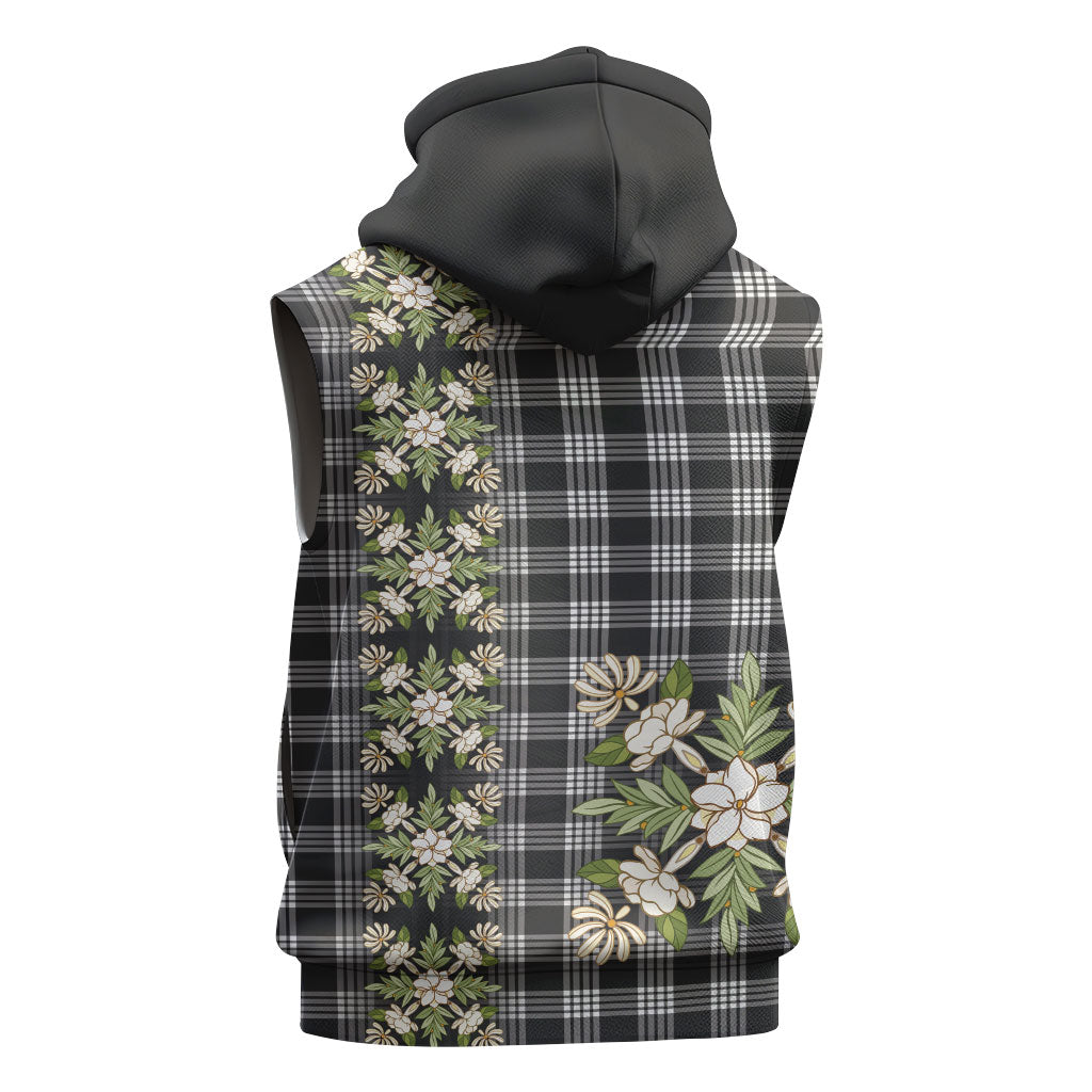 Pauli Hawai'i Palaka Squares Maile Leaf Sleeveless Zip Hoodie Flowers Hawaiian Quilt Patterns