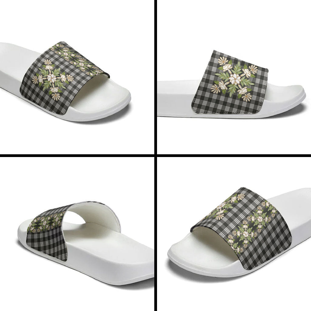 Pauli Hawai'i Palaka Squares Maile Leaf Slide Sandals Flowers Hawaiian Quilt Patterns