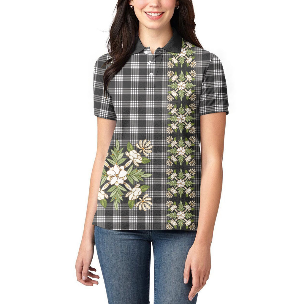 Pauli Hawai'i Palaka Squares Maile Leaf Women Polo Shirt Flowers Hawaiian Quilt Patterns