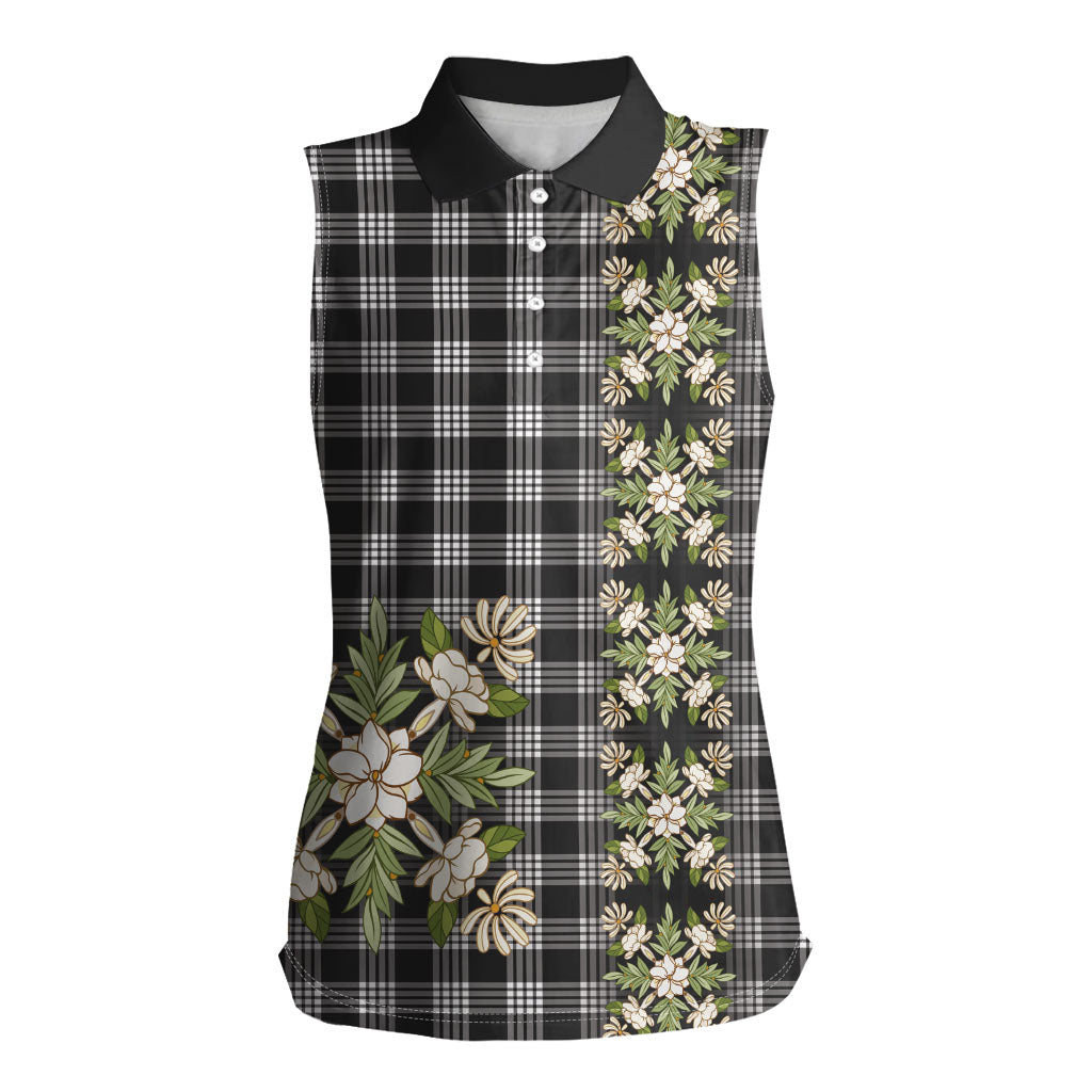 Pauli Hawai'i Palaka Squares Maile Leaf Women Sleeveless Polo Shirt Flowers Hawaiian Quilt Patterns