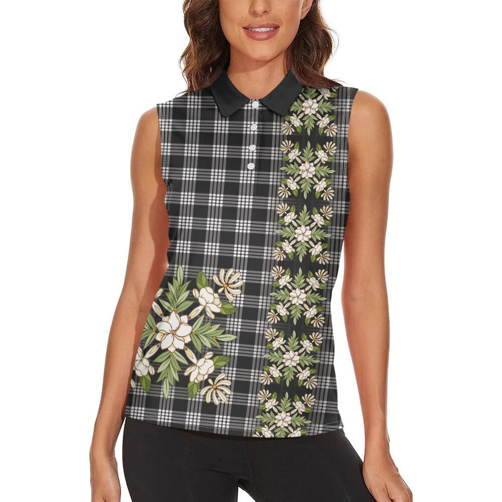 Pauli Hawai'i Palaka Squares Maile Leaf Women Sleeveless Polo Shirt Flowers Hawaiian Quilt Patterns