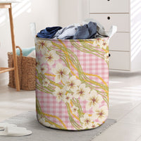 Akala Hamele Palaka Plumeria Laundry Basket Puakenikeni and Maile Lei