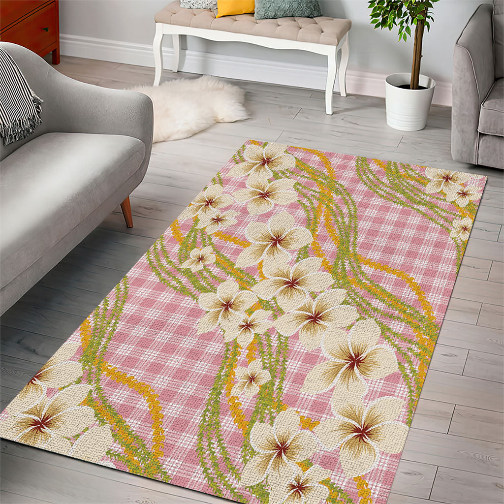 Akala Hamele Palaka Plumeria Area Rug Puakenikeni and Maile Lei