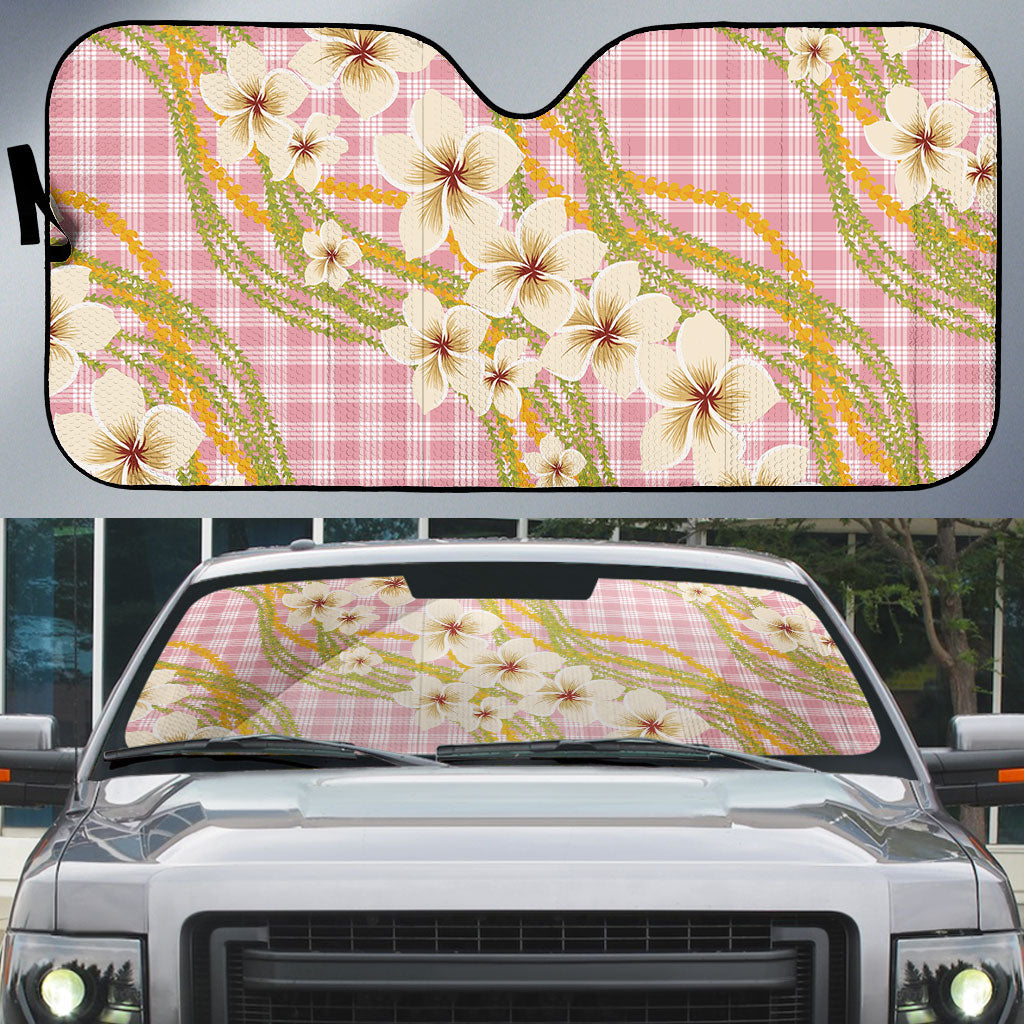 Akala Hamele Palaka Plumeria Auto Sun Shade Puakenikeni and Maile Lei LT9 Dusty Rose - Polynesian Pride