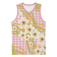 Akala Hamele Palaka Plumeria Basketball Jersey Puakenikeni and Maile Lei
