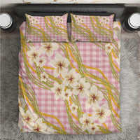 Akala Hamele Palaka Plumeria Bedding Set Puakenikeni and Maile Lei