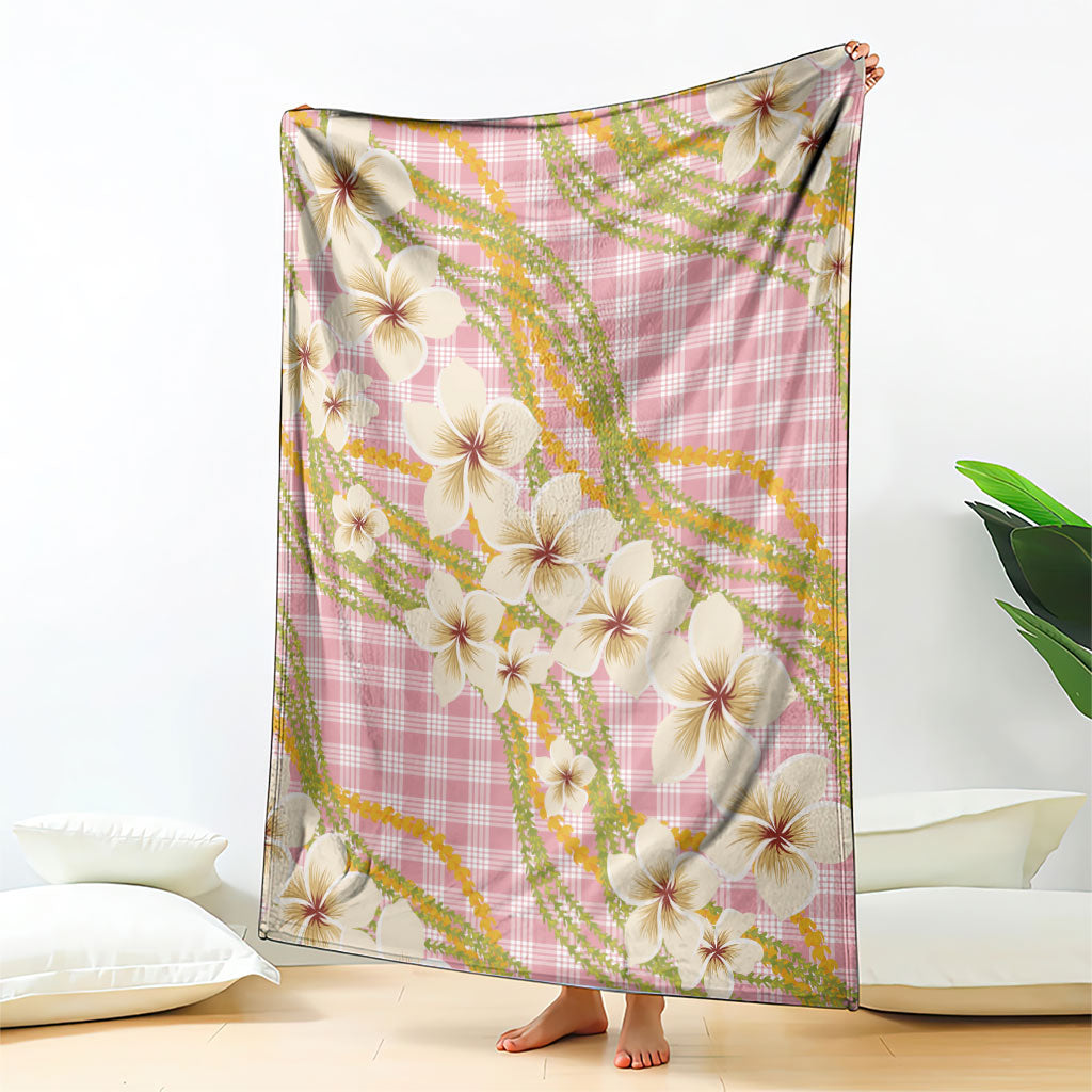 Akala Hamele Palaka Plumeria Blanket Puakenikeni and Maile Lei