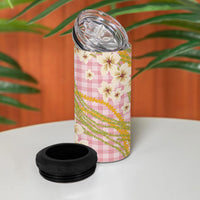 Akala Hamele Palaka Plumeria 4 in 1 Can Cooler Tumbler Puakenikeni and Maile Lei