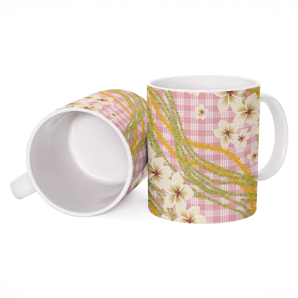 Akala Hamele Palaka Plumeria Ceramic Mug Puakenikeni and Maile Lei