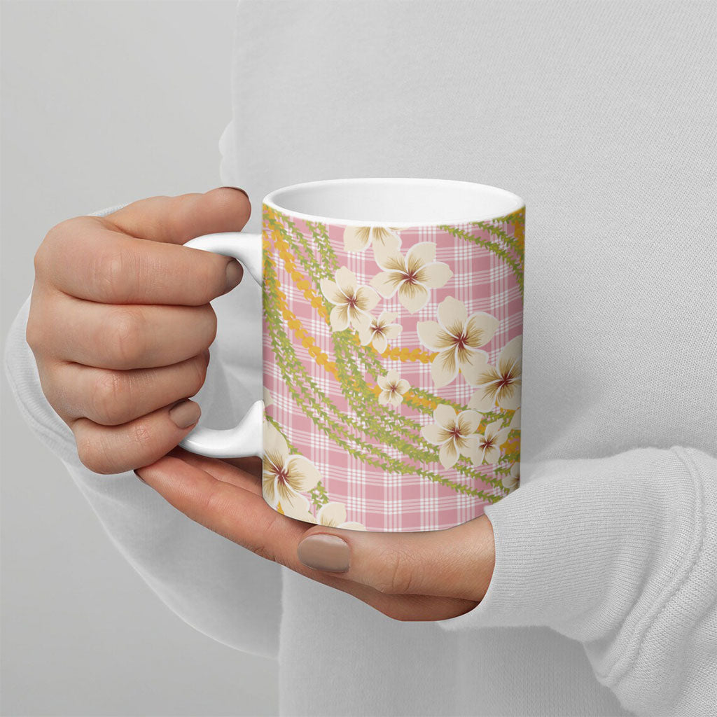 Akala Hamele Palaka Plumeria Ceramic Mug Puakenikeni and Maile Lei