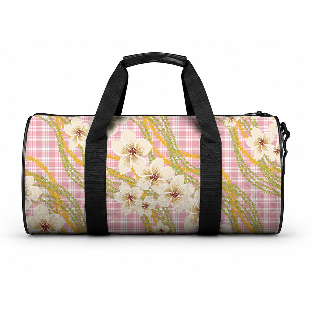 Akala Hamele Palaka Plumeria Duffle Bag Puakenikeni and Maile Lei LT9 One size Dusty Rose - Polynesian Pride