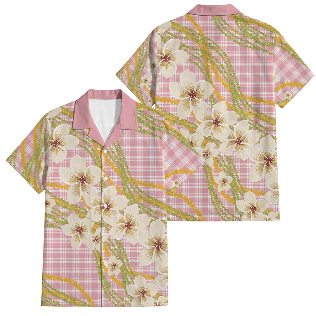 Akala Hamele Palaka Plumeria Family Matching Summer Maxi Dress and Hawaiian Shirt Puakenikeni and Maile Lei