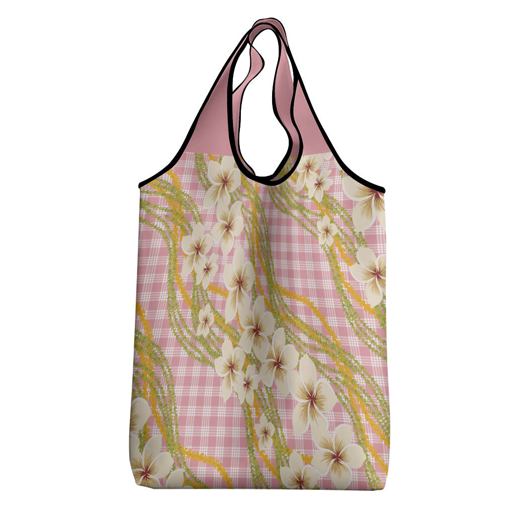 Akala Hamele Palaka Plumeria Grocery Bag Puakenikeni and Maile Lei
