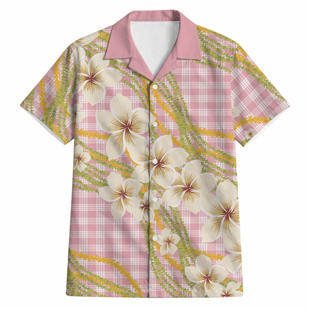 Akala Hamele Palaka Plumeria Hawaiian Shirt Puakenikeni and Maile Lei