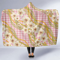 Akala Hamele Palaka Plumeria Hooded Blanket Puakenikeni and Maile Lei