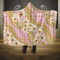 Akala Hamele Palaka Plumeria Hooded Blanket Puakenikeni and Maile Lei