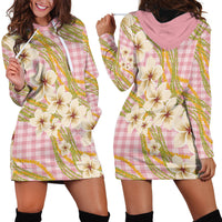 Akala Hamele Palaka Plumeria Hoodie Dress Puakenikeni and Maile Lei
