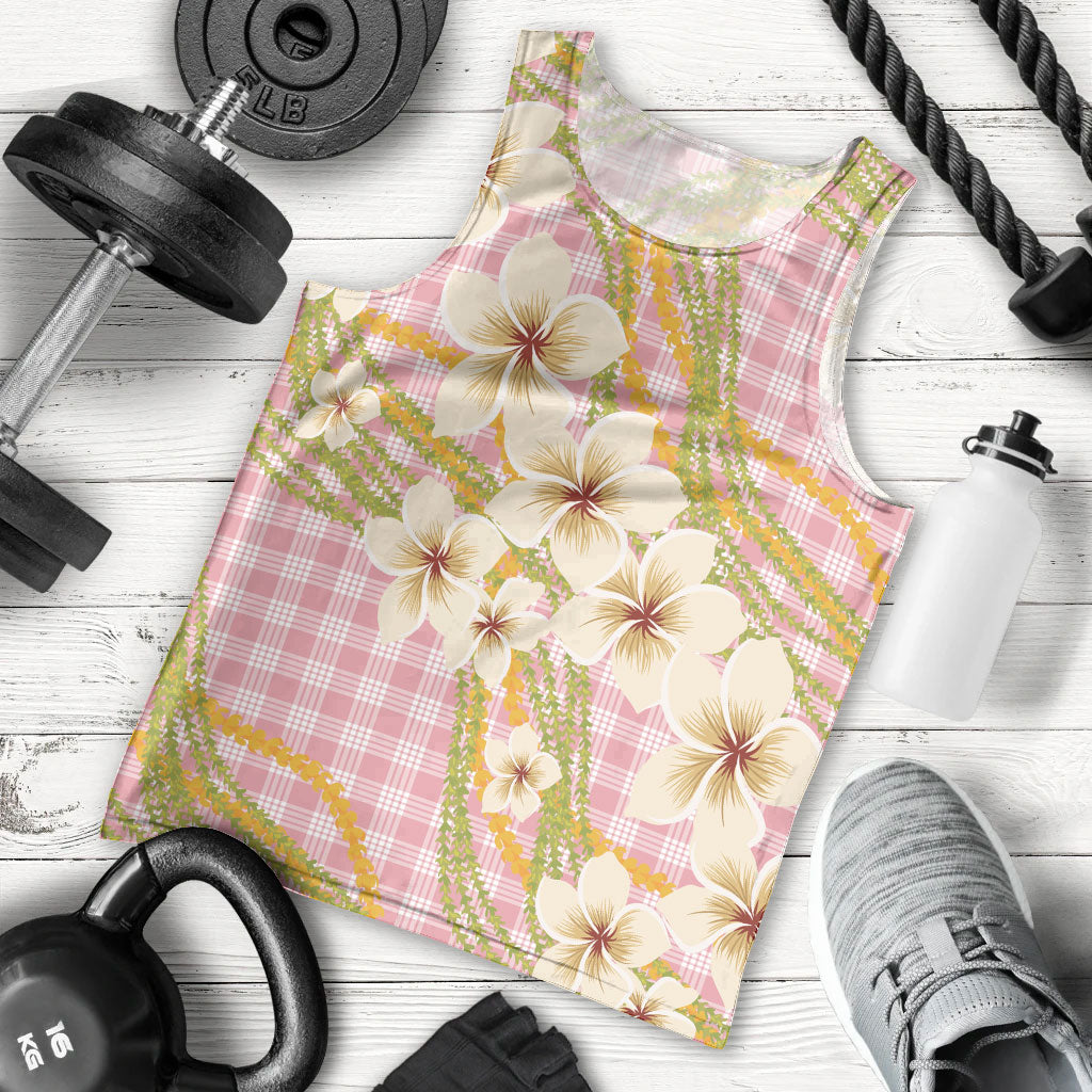 Akala Hamele Palaka Plumeria Men Tank Top Puakenikeni and Maile Lei