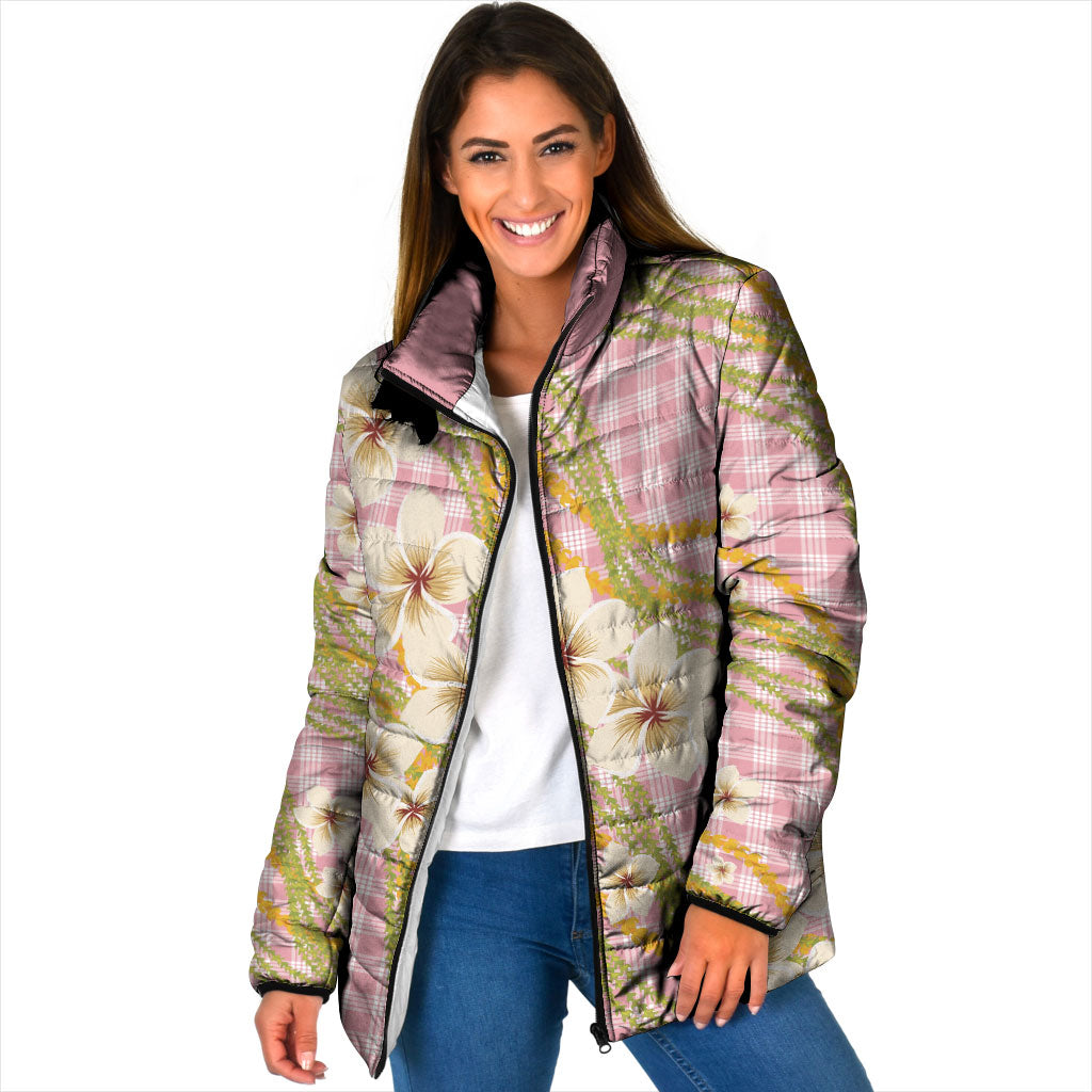Akala Hamele Palaka Plumeria Padded Jacket Puakenikeni and Maile Lei