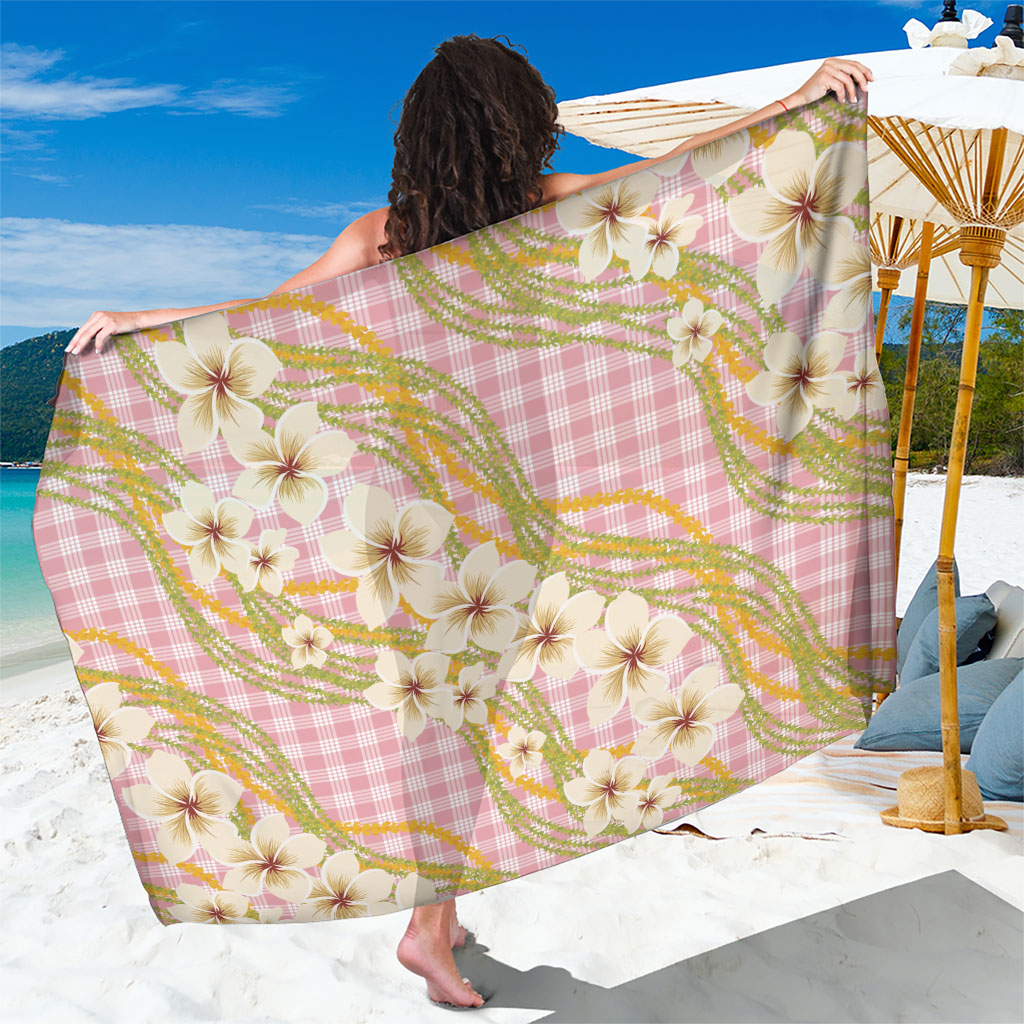 Akala Hamele Palaka Plumeria Sarong Puakenikeni and Maile Lei LT9 One Size 44 x 66 inches Dusty Rose - Polynesian Pride