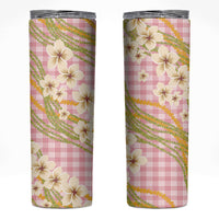 Akala Hamele Palaka Plumeria Skinny Tumbler Puakenikeni and Maile Lei