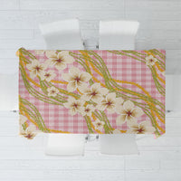 Akala Hamele Palaka Plumeria Tablecloth Puakenikeni and Maile Lei
