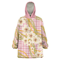 Akala Hamele Palaka Plumeria Wearable Blanket Hoodie Puakenikeni and Maile Lei