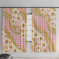 Akala Hamele Palaka Plumeria Window Curtain Puakenikeni and Maile Lei