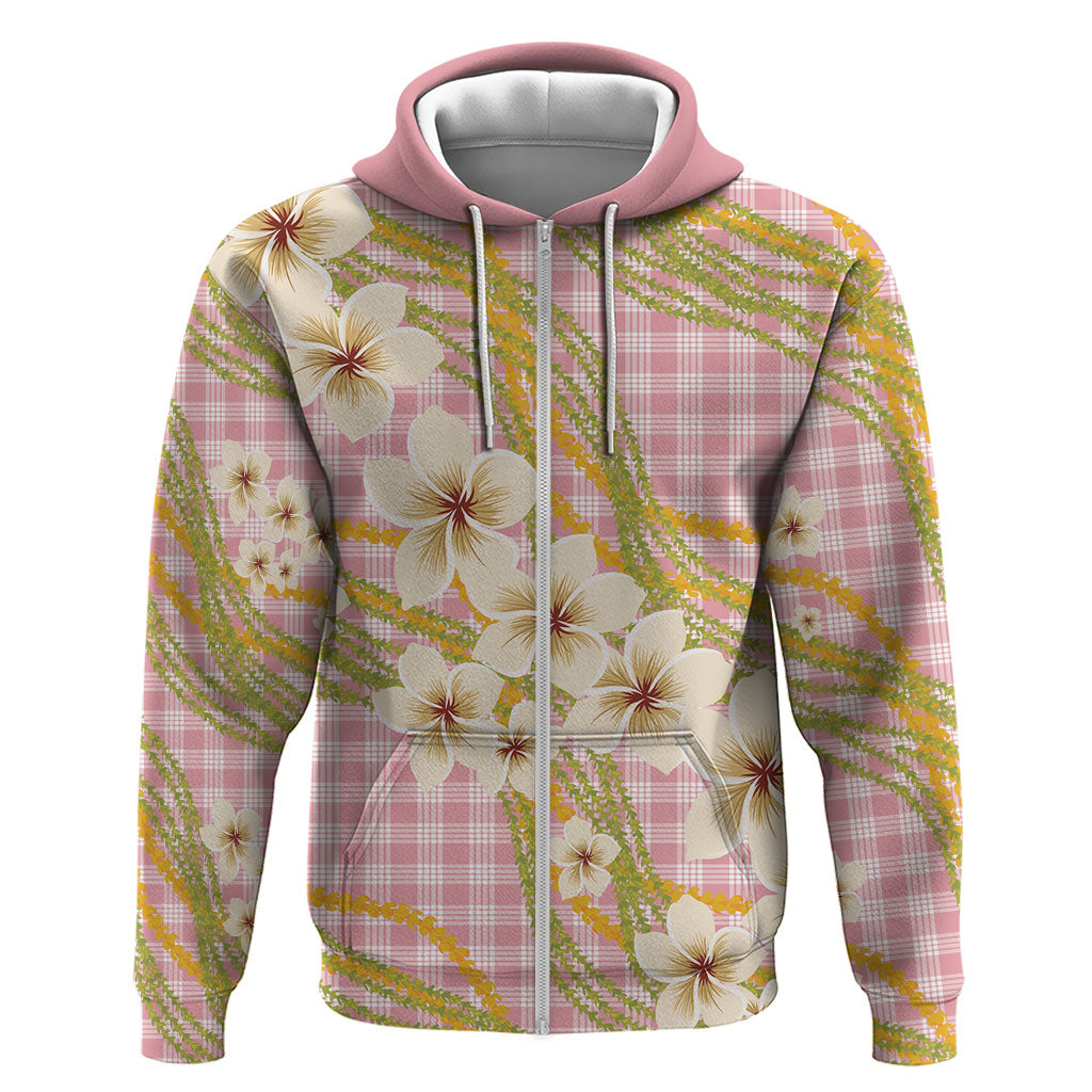 Akala Hamele Palaka Plumeria Zip Hoodie Puakenikeni and Maile Lei LT9 Zip Hoodie Dusty Rose - Polynesian Pride