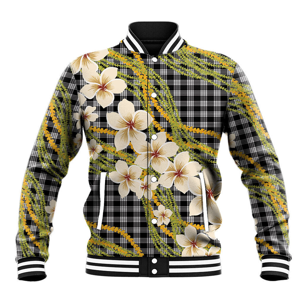 Ele'ele Hawai'i Palaka Plumeria Baseball Jacket Puakenikeni and Maile Lei