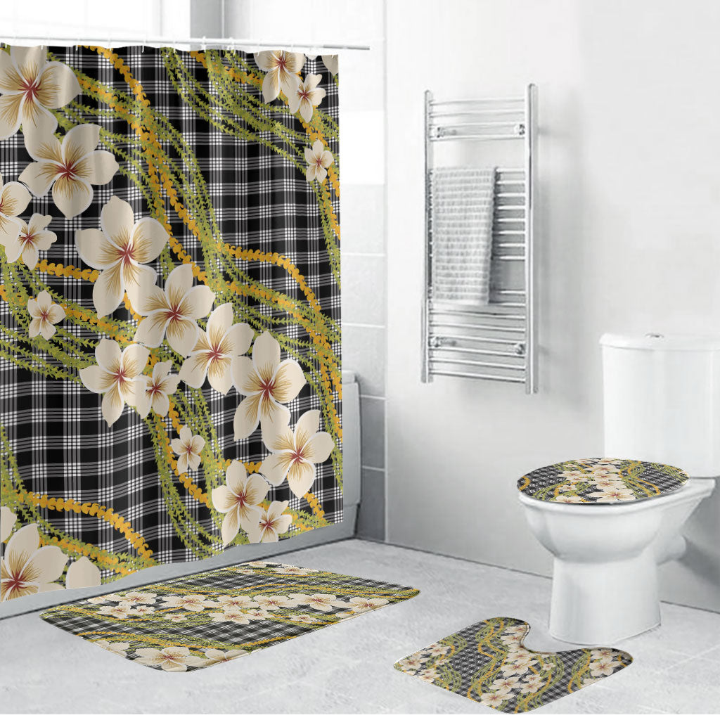 Ele'ele Hawai'i Palaka Plumeria Bathroom Set Puakenikeni and Maile Lei