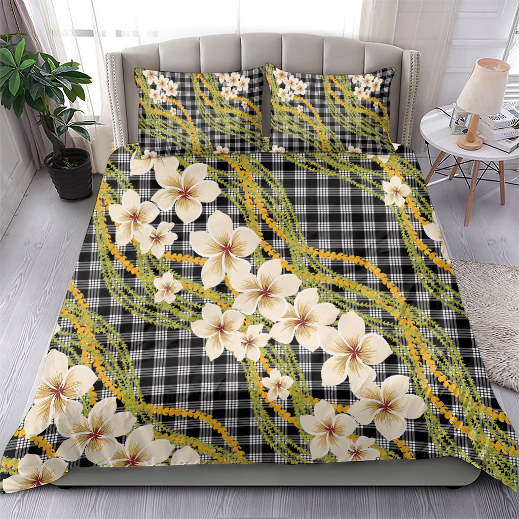 Ele'ele Hawai'i Palaka Plumeria Bedding Set Puakenikeni and Maile Lei
