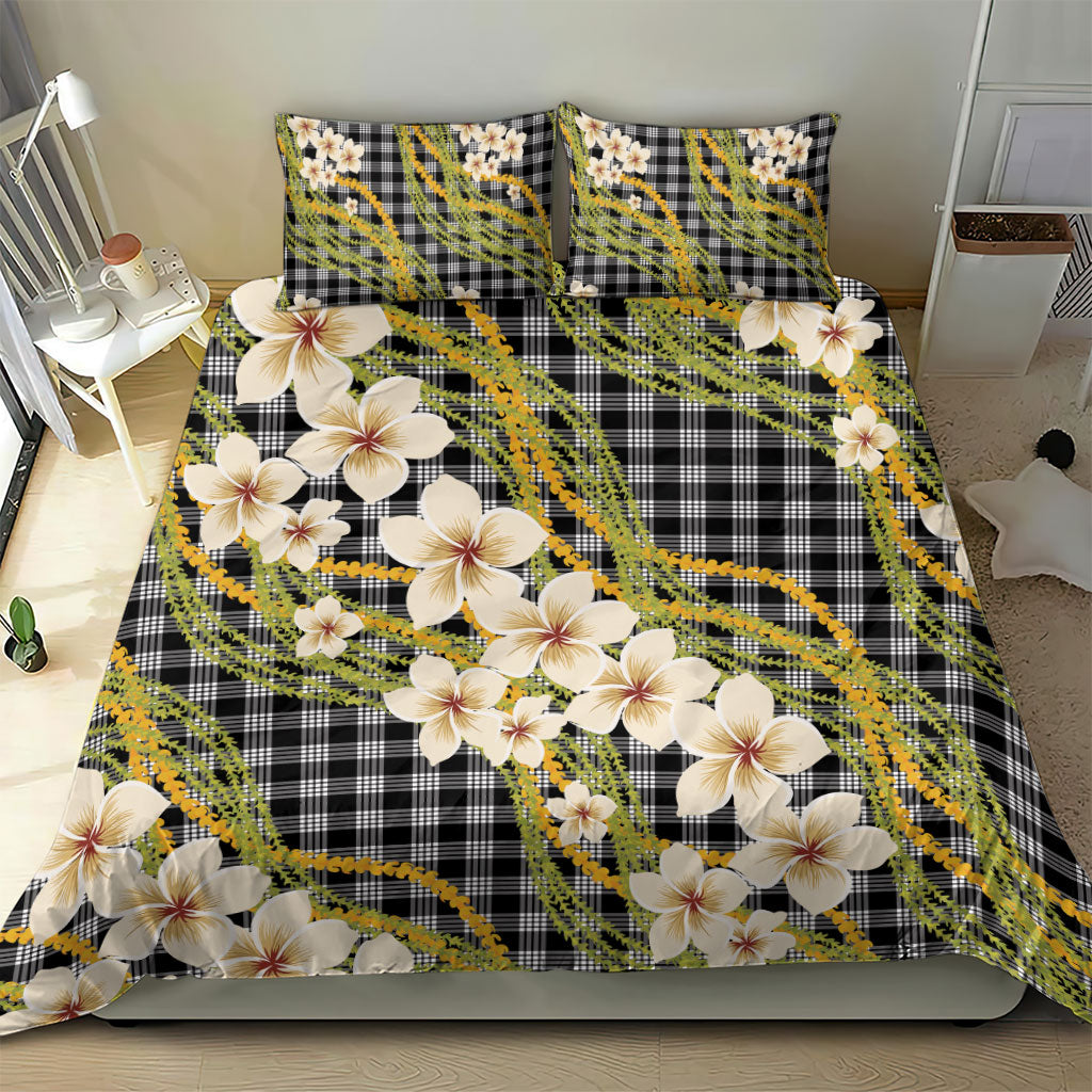 Ele'ele Hawai'i Palaka Plumeria Bedding Set Puakenikeni and Maile Lei