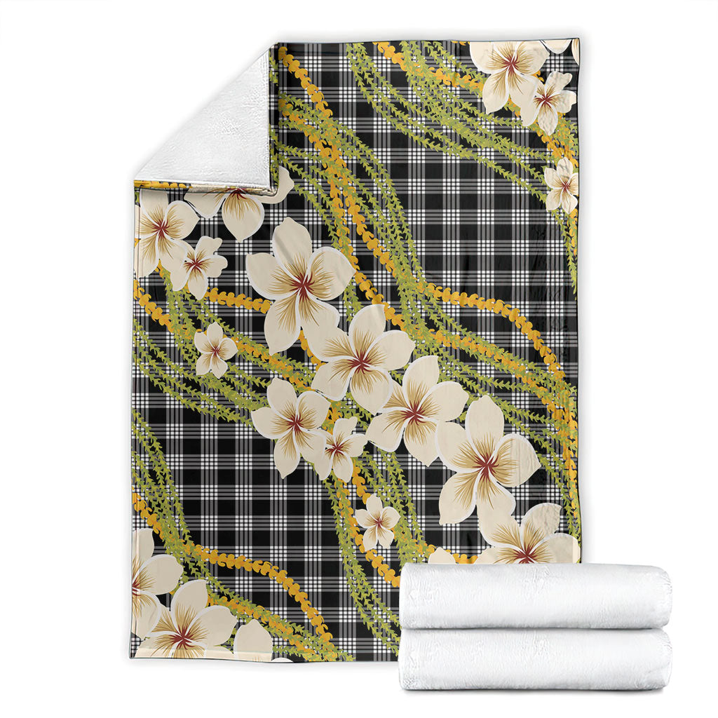 Ele'ele Hawai'i Palaka Plumeria Blanket Puakenikeni and Maile Lei