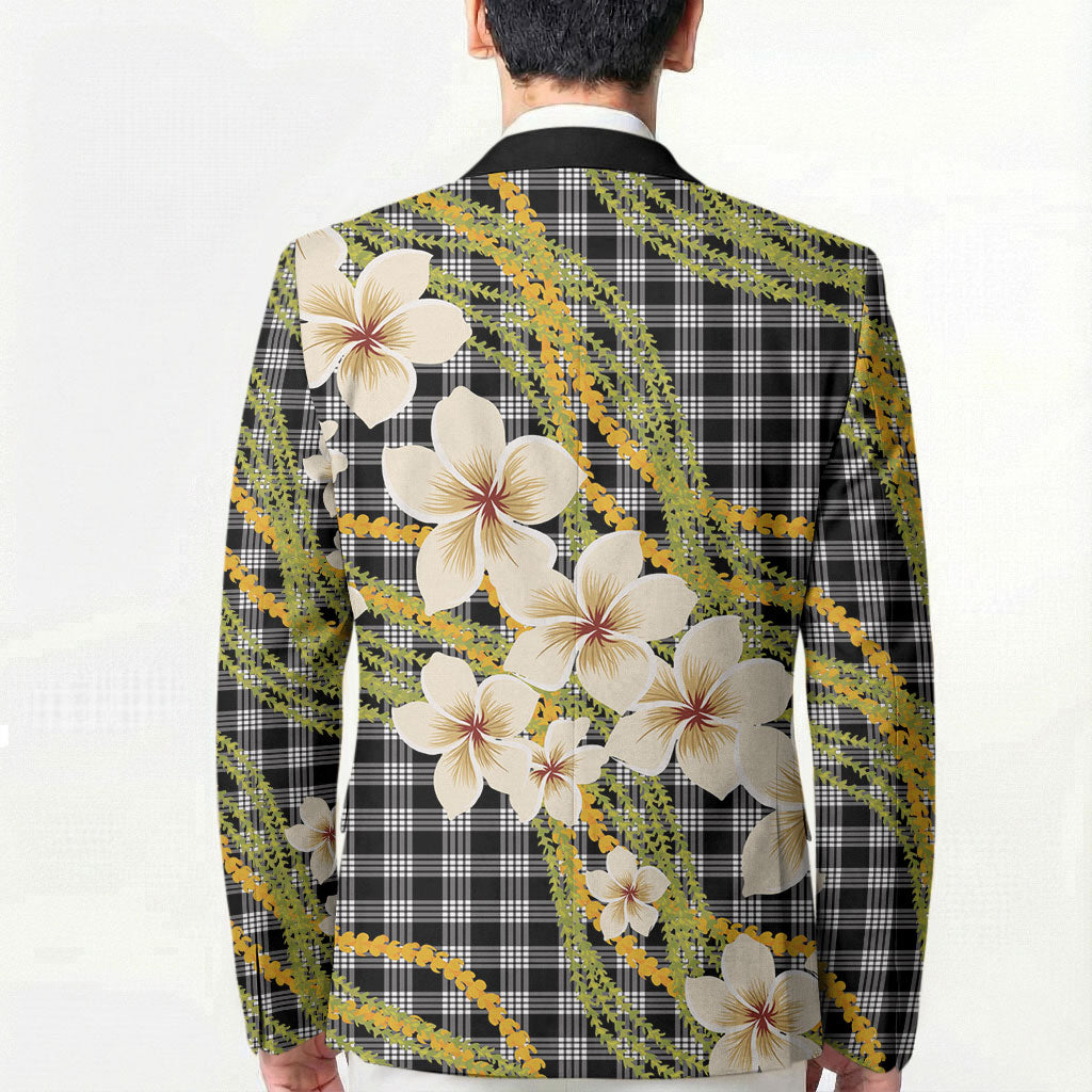 Ele'ele Hawai'i Palaka Plumeria Blazer Puakenikeni and Maile Lei