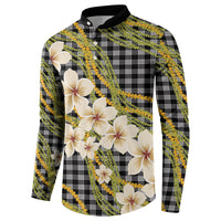 Ele'ele Hawai'i Palaka Plumeria Button Sweatshirt Puakenikeni and Maile Lei