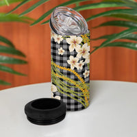 Ele'ele Hawai'i Palaka Plumeria 4 in 1 Can Cooler Tumbler Puakenikeni and Maile Lei
